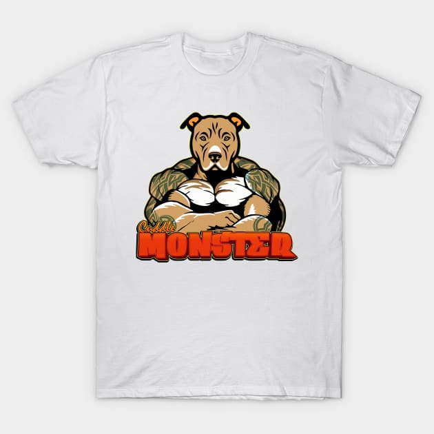 Pitbull Cuddle Monster T-Shirt by Wooly Bear Designs